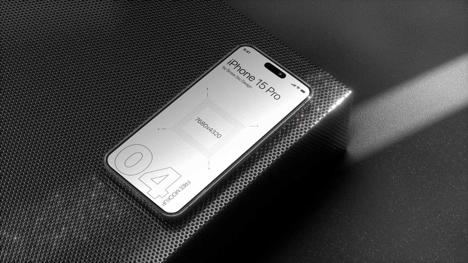Free iPhone 15 pro realistic mockup on dark background